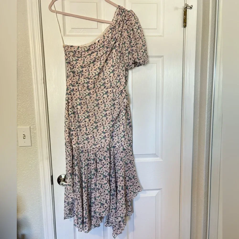 Astr One-Shoulder Floral Dress - White and Blue - Picture 8 of 14